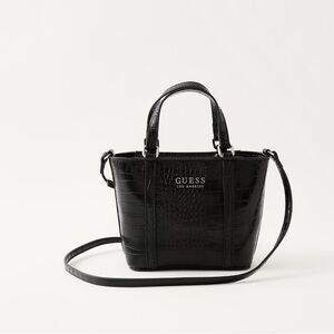 Guess Croc-Embossed Black Crossbody Bag